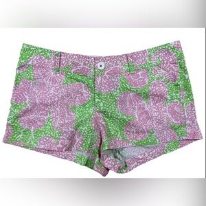 Lilly Pulitzer Pink & Green Floral Cotton Shorts size 10